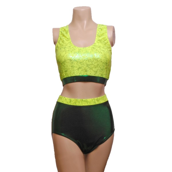 Flo Yellow/Green Shine Top and High Waist Nix