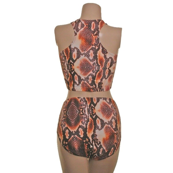 Muscle Crop Top and High Waisted Nix in Brown Snake