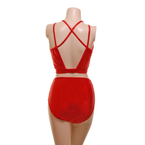 Strappy Red Shine Pole Top with Complementary Nix