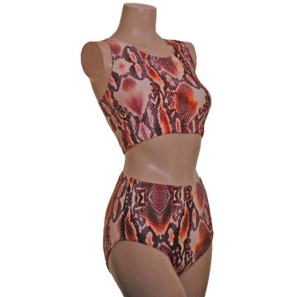 Muscle Crop Top and High Waisted Nix in Brown Snake