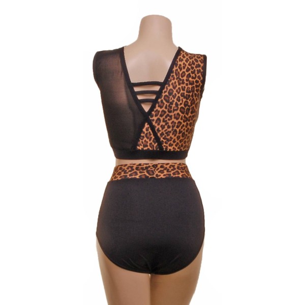 Leopard 'V' Design Crop Top and Pants (#t13a/p13a)