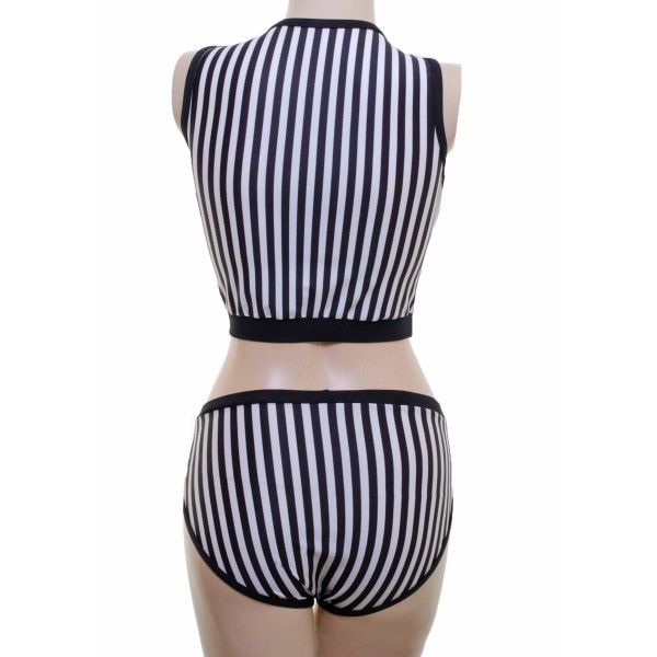 Pencil Stripe in Black and White Top and Shorts
