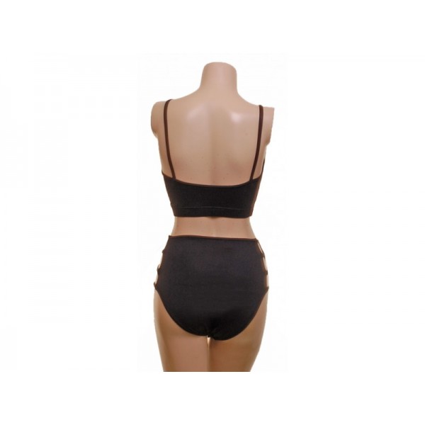 Camisole Strappy Crop Top and High Waisted Strappy Nix Black Meryl