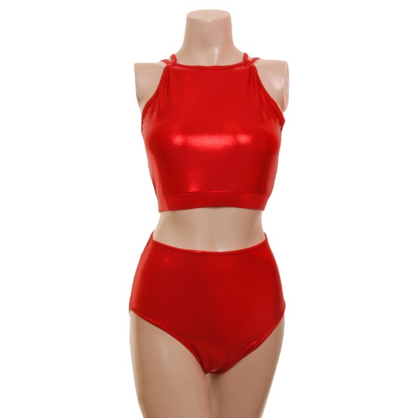 Strappy Red Shine Pole Top with Complementary Nix