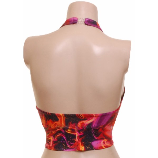 Multi Print  Halter Top  Overlaid with a Hologram Foil