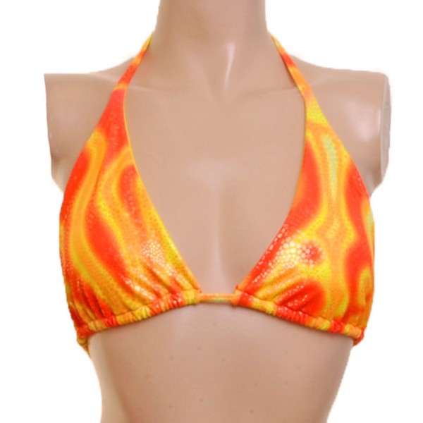 Orange and Yellow Bikini Top with Gold Foil