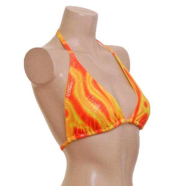 Orange and Yellow Bikini Top with Gold Foil