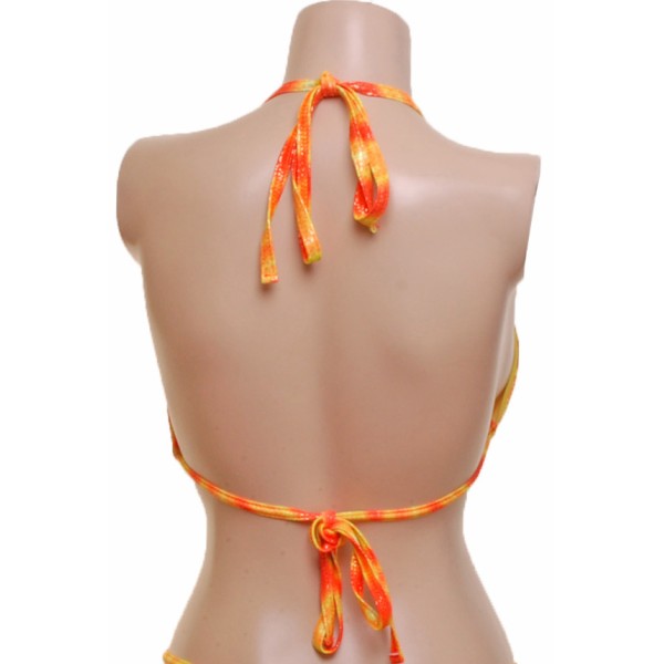 Orange and Yellow Bikini Top with Gold Foil