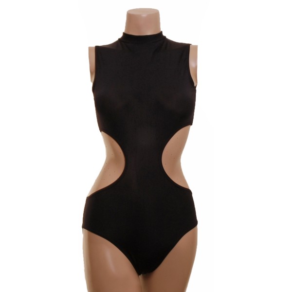 Leotard One Piece with Polo, Nix Open Back and Connected  Front 