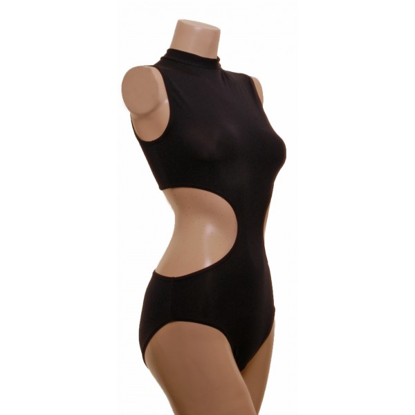 Leotard One Piece with Polo, Nix Open Back and Connected  Front 