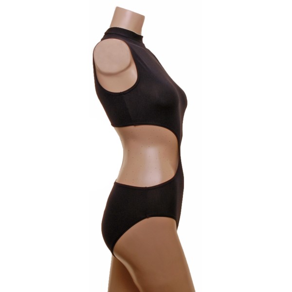 Leotard One Piece with Polo, Nix Open Back and Connected  Front 