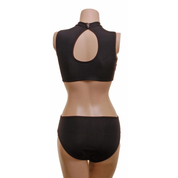 Leotard One Piece with Polo, Nix Open Back and Connected  Front 