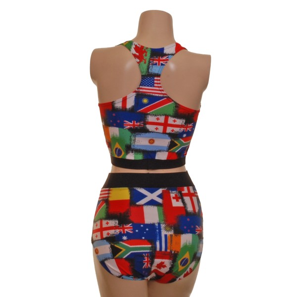 An Attractive Top and High Waist Nix in a Multi-County Flag Design