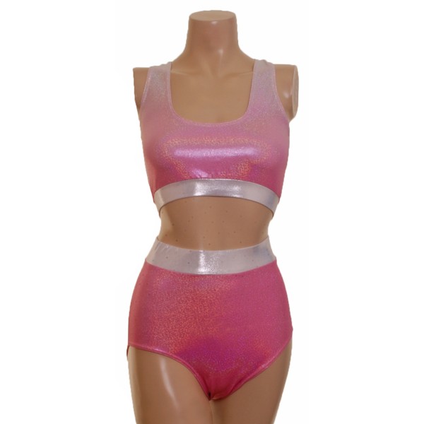 Pink to Silver Glitter Ombre Top and High Waist Nix