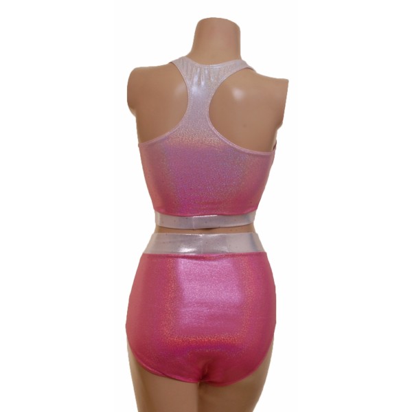 Pink to Silver Glitter Ombre Top and High Waist Nix