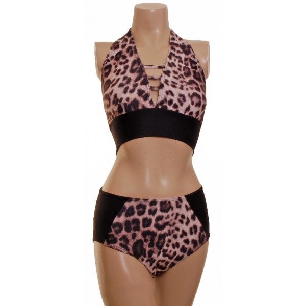 Halter Clouded Leopard Top with High Waisted Nix (T105c/)