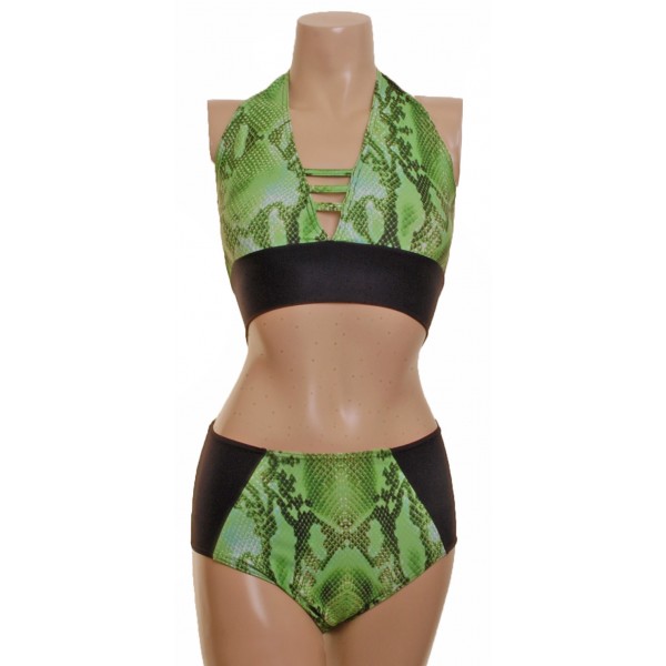 Halter Green Snake Top with High Waisted Nix (T105b/)