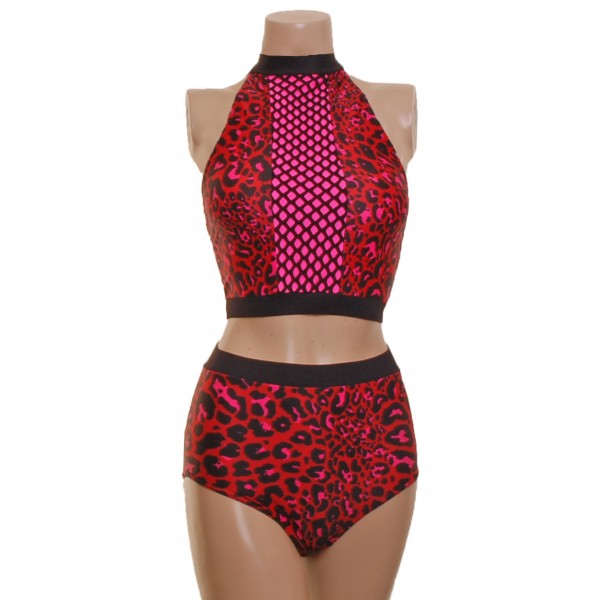 Halter Top with High Waisted Nix - Red Leopard