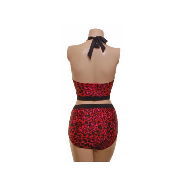 Halter Top with High Waisted Nix - Red Leopard