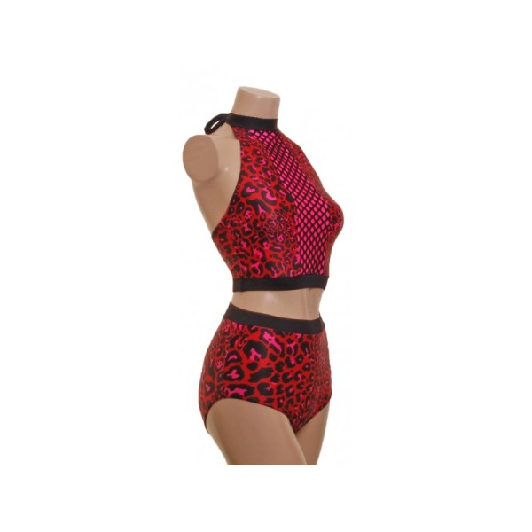 Halter Top with High Waisted Nix - Red Leopard