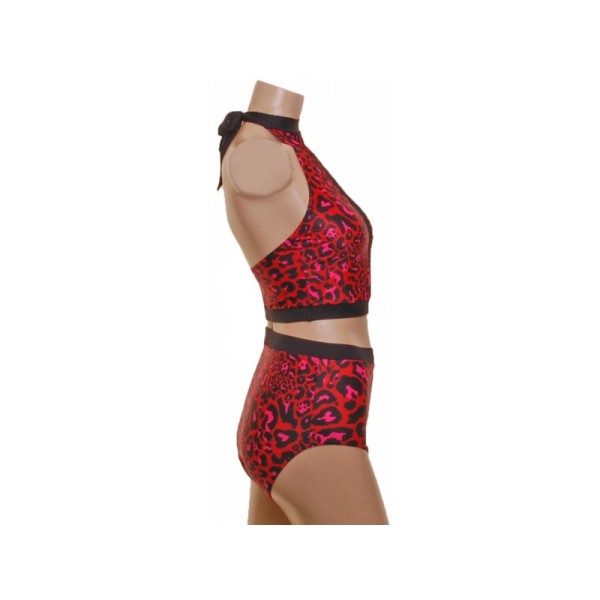 Halter Top with High Waisted Nix - Red Leopard