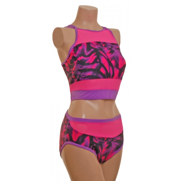 Strappy Pink Multi Coloured Pole Top with Complementary Nix (T106a/)