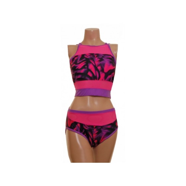 Strappy Pink Multi Coloured Pole Top with Complementary Nix (T106a/)