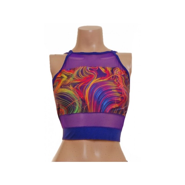 Strappy Purple Multi Coloured Pole Top with Complementary Nix (T106b/)