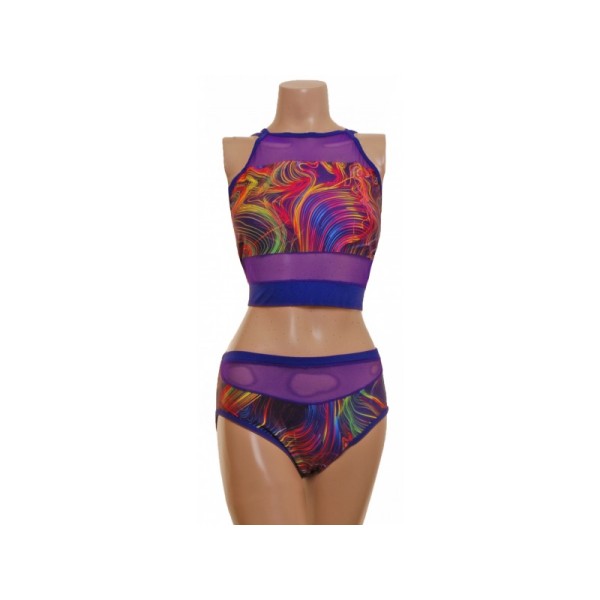 Strappy Purple Multi Coloured Pole Top with Complementary Nix (T106b/)