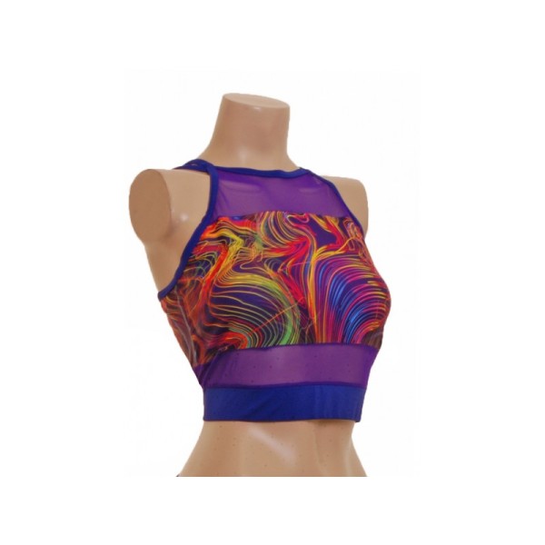Strappy Purple Multi Coloured Pole Top with Complementary Nix (T106b/)