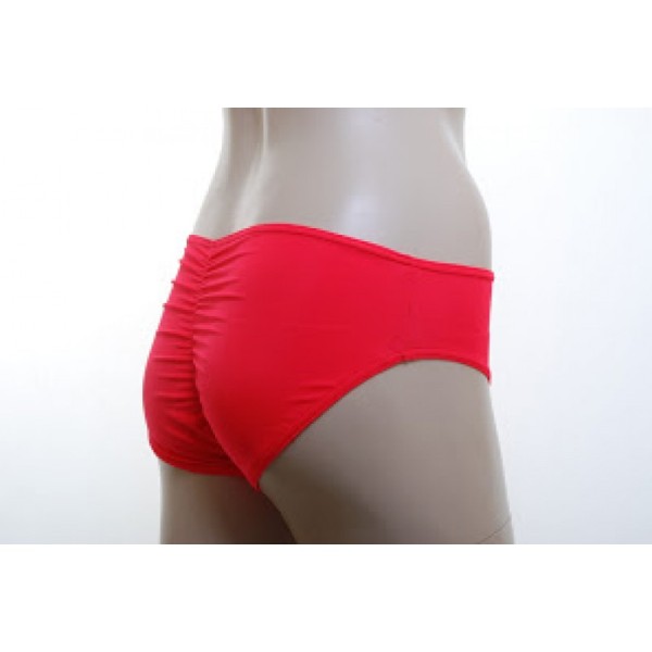 Neon Red Ruched Pole Shorts 