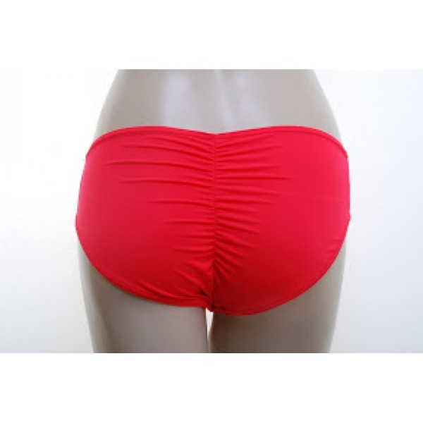 Neon Red Ruched Pole Shorts 