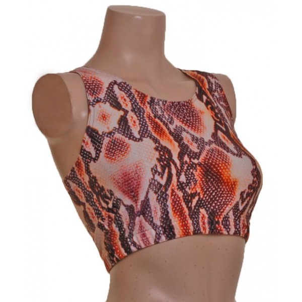 Racer Crop Top in Brown Snake