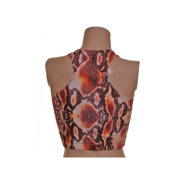 Racer Crop Top in Brown Snake