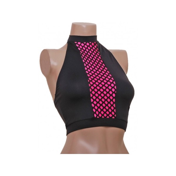 Black Halter Top With Pink Insert 