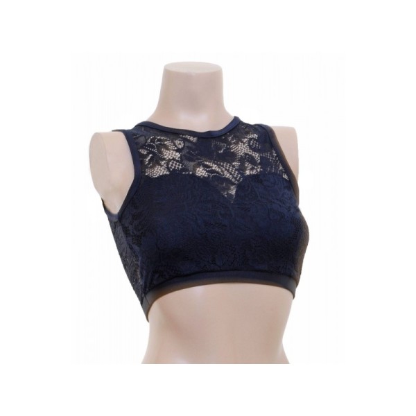 Black Lace Crop Pole Top 