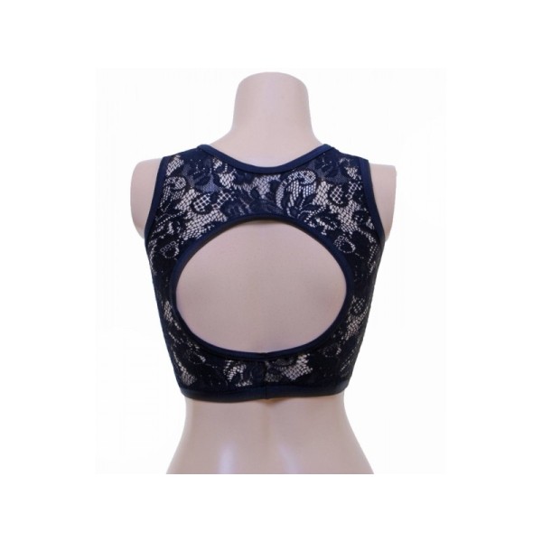 Black Lace Crop Pole Top 