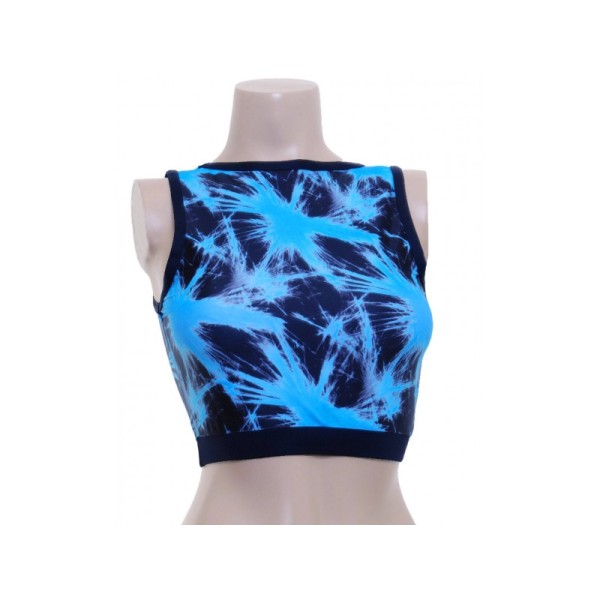 Dynamic Blue High Neck Crop Top 