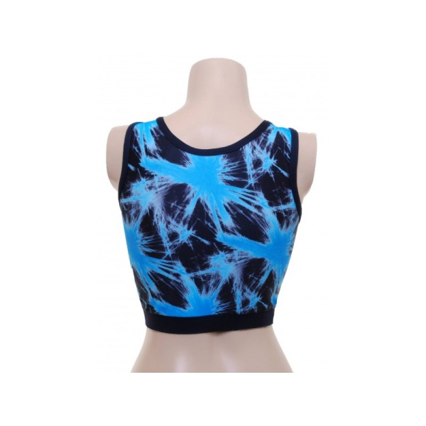 Dynamic Blue High Neck Crop Top 