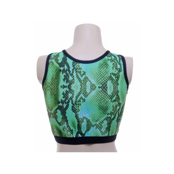 Green Snake Print Crop Top 