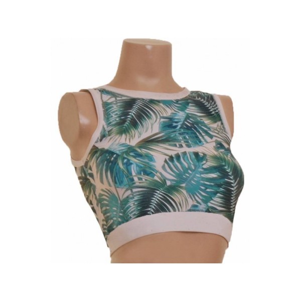 Green Jungle Print Crop Top