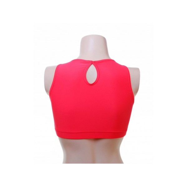 Neon Pink Matt High Neck Crop Pole Top 