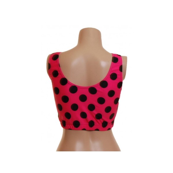 Pink and Black Polka Dot Pole Top