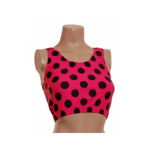 Pink and Black Polka Dot Pole Top