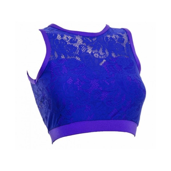 Royal Blue Floral Lace Crop Top 