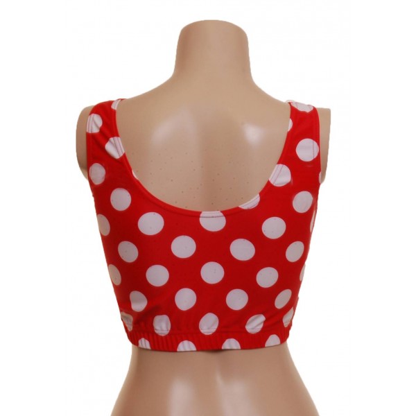White/Red Spotted Crop Top