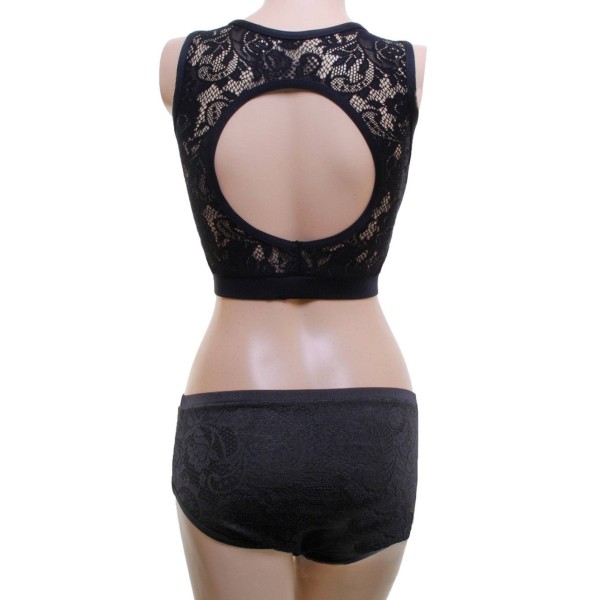 Crop Top with a Sweetheart Neck and Nix both overlaid with Black Lace.