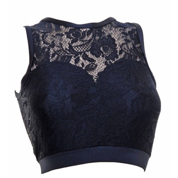 Crop Top with a Sweetheart Neck and Nix both overlaid with Black Lace.