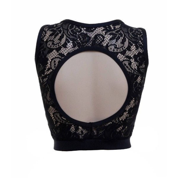 Crop Top with a Sweetheart Neck and Nix both overlaid with Black Lace.