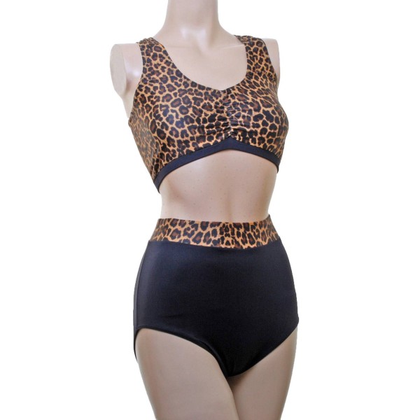 Leopard Gathered Bust Crop Top and Shorts